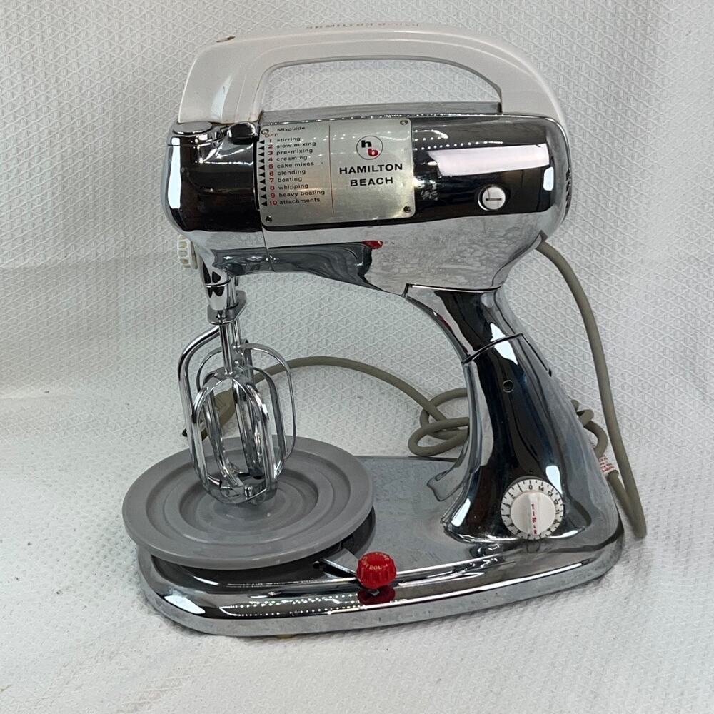Vintage Hamilton Beach 8FM-127A Chrome Stand Mixer Timer Beaters Tested
